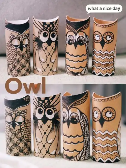 用完的卷纸内芯别扔还可以画画猫头鹰01