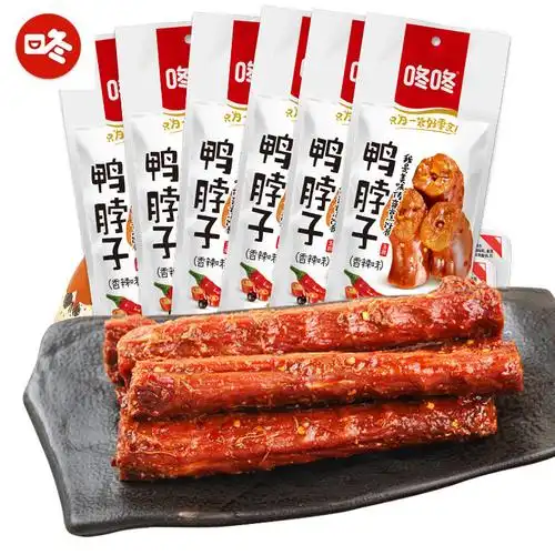 咚咚国美真选香辣鸭脖50g6整根小包装即食小零食
