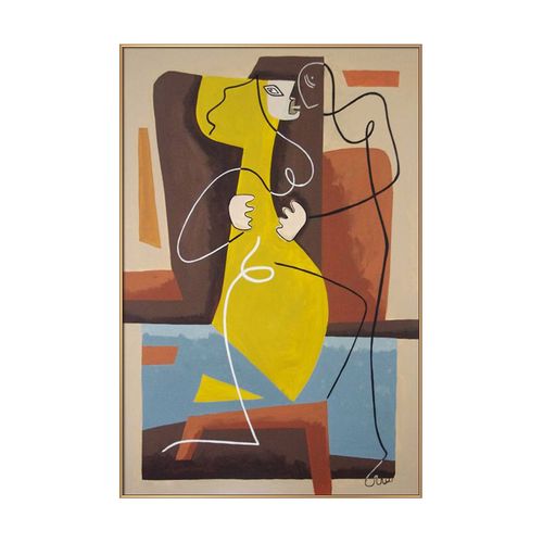 盐马手绘油画毕加索大师名画挂画线条客厅玄关油画