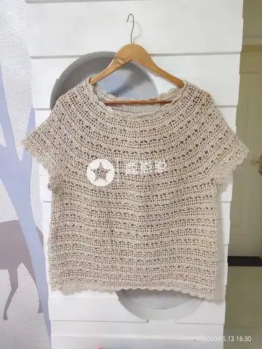 晴柔 给妈妈钩的亚麻短袖(附花样图解和钩织过程)-编织教程-编织人生