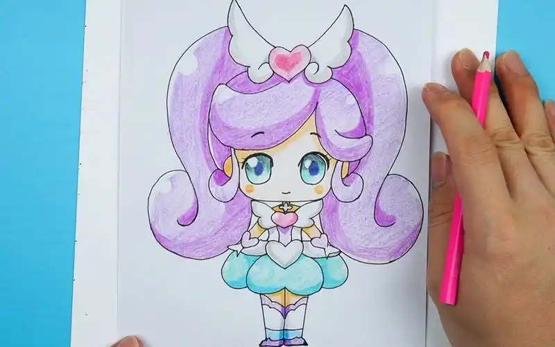 手绘小花仙人物,性格温柔乖巧的千韩彩铅画