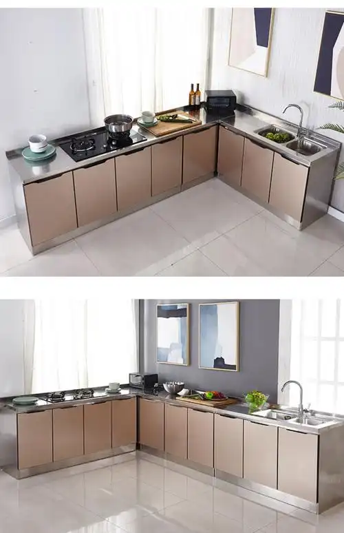 全钢橱柜不锈钢厨房柜子租房家用水槽柜整体经济型灶台柜厨柜一体 全