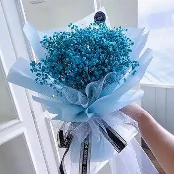 七夕情人节礼物送女朋友闺蜜长辈 蓝色满天星小花束【可快递】