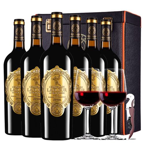拉斐红酒 法国进口红酒干红葡萄酒天使庄园金标750ml*6支皮箱礼盒