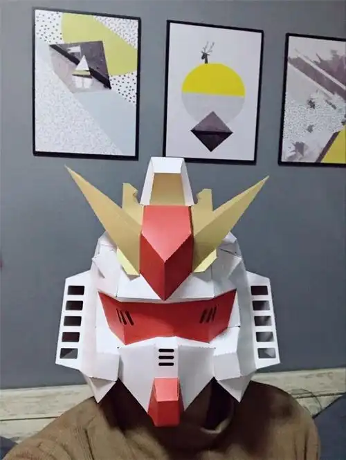 贾维斯头盔儿童纸模创意机器人头套机动战士高达面具gundam头盔可头戴