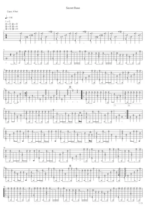 zonesecretbase未闻花名吉他谱