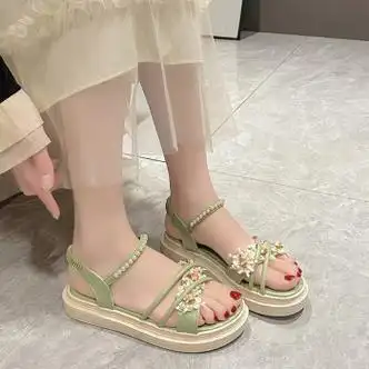 书兜女童凉鞋2024夏季新款大童夏天花朵凉拖初中学生15岁12外穿软底