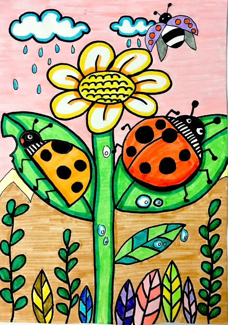 七星瓢虫#儿童启蒙绘画#儿童创意美术 #马克笔儿童画 - 抖音