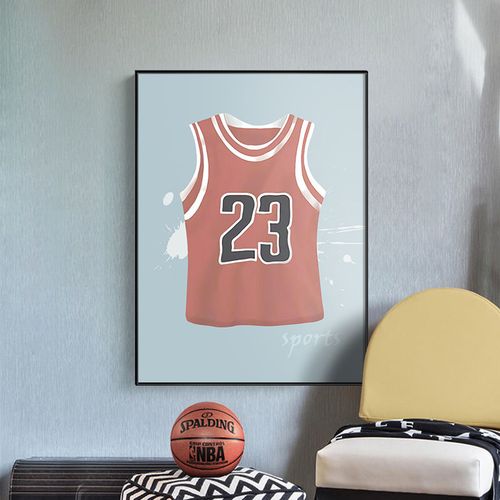 篮球装饰画球星乔丹姚明23号球衣11号男孩儿童房卧室挂画nba灌篮