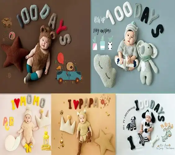 百天照背景素材儿童婴儿影楼宝宝新生拍摄照相摄影满月平铺创意百