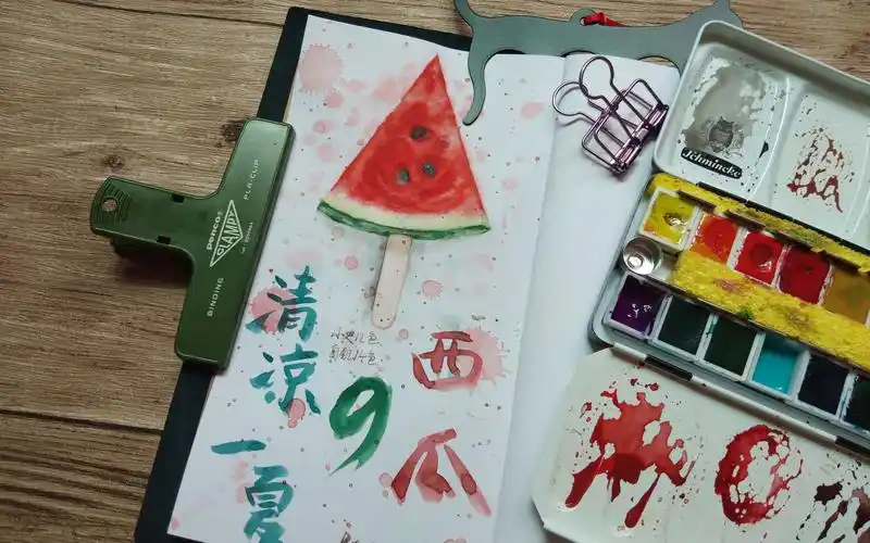 【若汐11】美食手帐之西瓜简单绘画教程_哔哩哔哩 (゜-゜)つロ 干杯