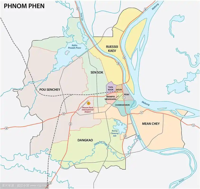 金边的行政和路线图