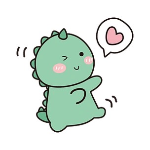 手绘发射爱心的卡通可爱小恐龙免抠图案