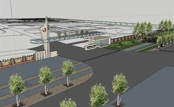 某现代企业工厂大门设计su模型[原创]