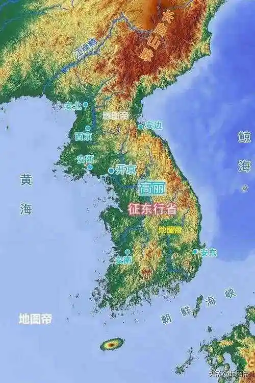 朝鲜半岛地形地势水系图