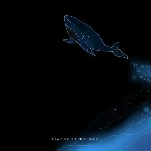 鲸鱼,简笔画,银河,璀璨星空星与鲸鱼