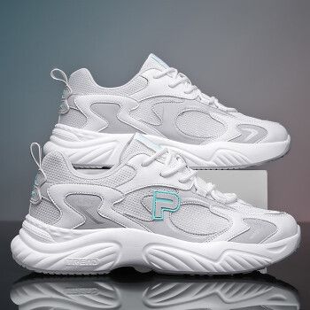 花花公子休闲跑步鞋老爹鞋男子跑步鞋二代情侣款复古运动鞋白绿43