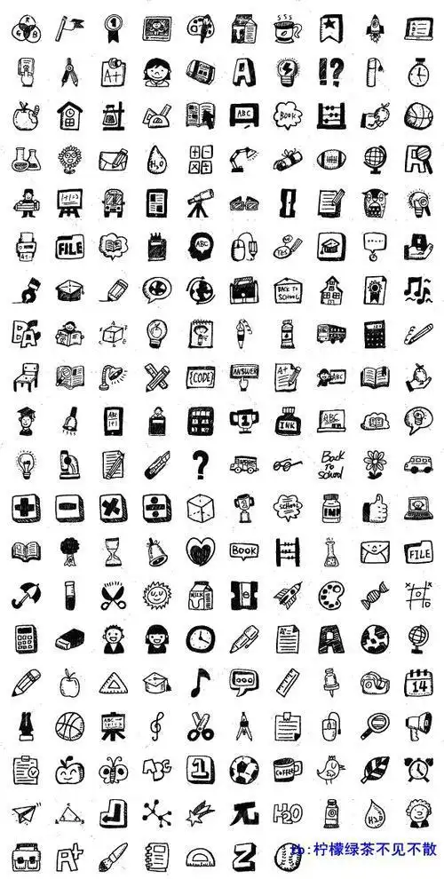 手帐简笔画可爱贴纸黑白