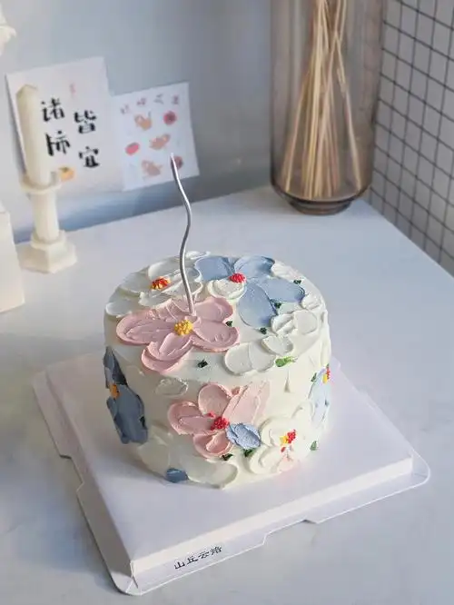 油画风生日蛋糕花朵手绘生日蛋糕仙女蛋糕