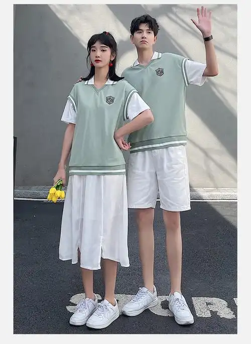 情侣装夏装t恤班服高中生学院风夏季套装学生毕业校服女生裙子yt男