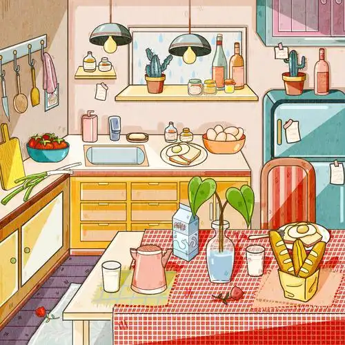 我家的餐厅|插画|插画习作|包个汤小圆 - 原创作品 - 站酷 (zcool)