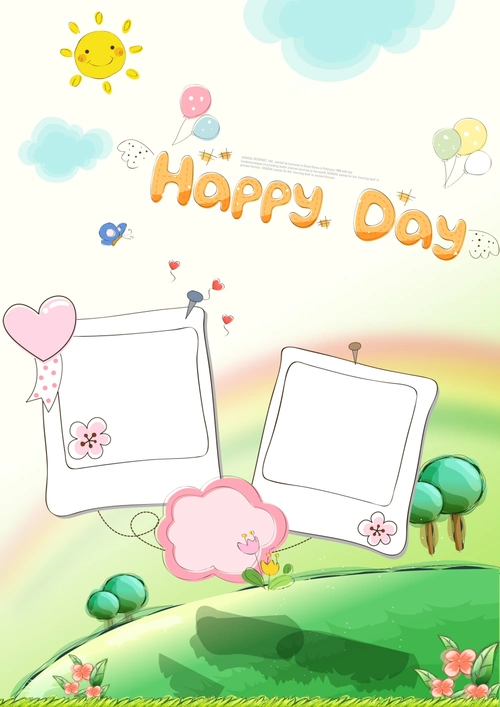 可爱卡通儿童成长档案背景素材