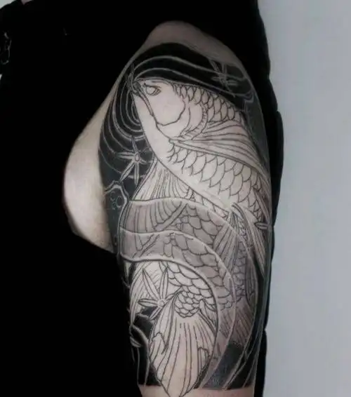 金龙鱼[未完成]纹身图片_手臂新传统老传统鱼金龙鱼纹身图案