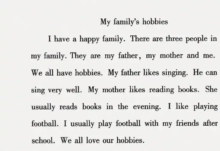 请以"my familys hobbies"为题,写一写你和你的家人的业余爱好.