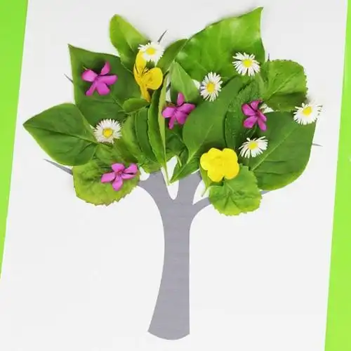 幼儿园小班树叶手工活动落叶简单拼贴画大树步骤图解