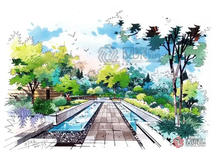 环艺考研|景观设计手绘作品分享08