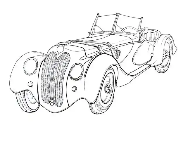 手绘线描复古汽车