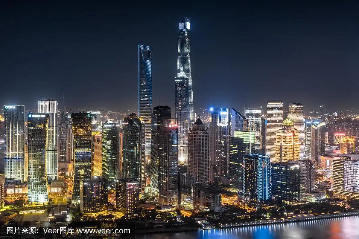 上海夜景鸟瞰图