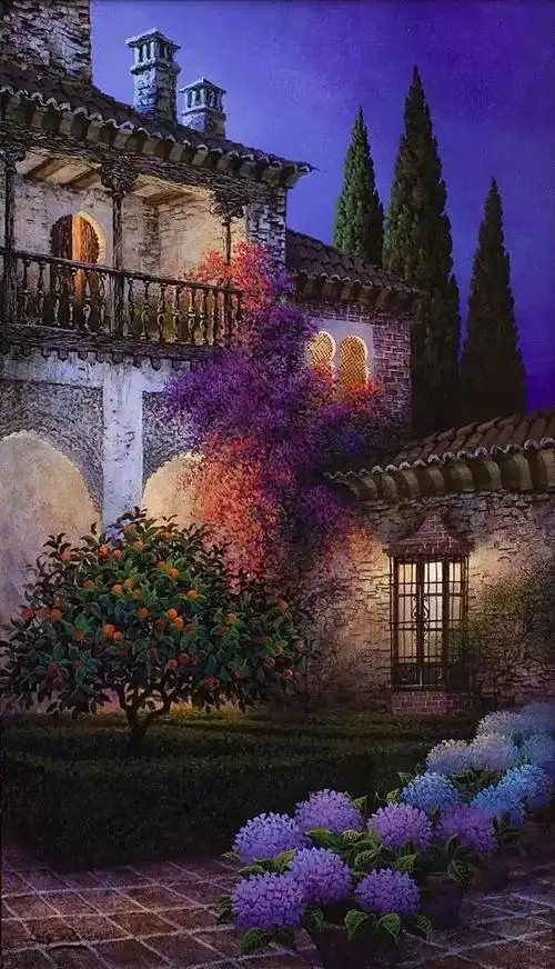 美丽的西班牙夜晚 | luis romero油画作品