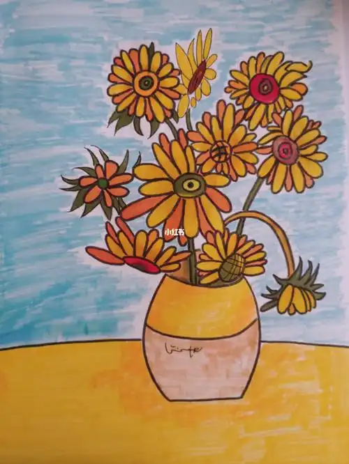 家里没有颜料,想临摹大师的画还是有难度的,于是就借鉴了小红书上简笔