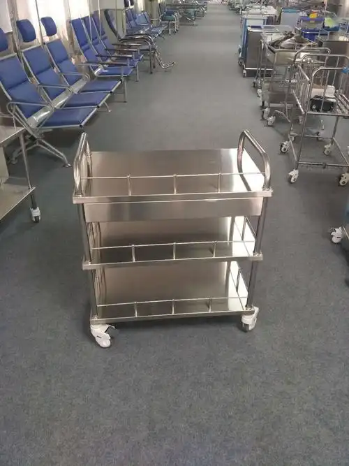 不锈钢三层治疗推车 护士推车