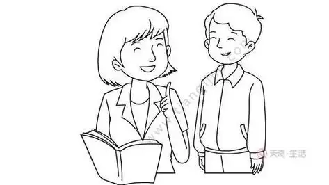 老师帮助学生简笔画