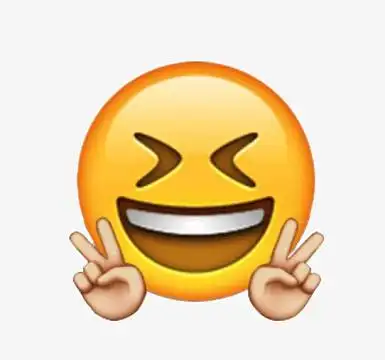 黄色表情包开口笑剪刀手开心