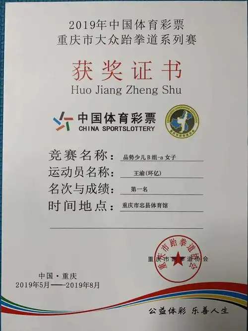 环亿教育2019年重庆市大众跆拳道比赛荣获第一名