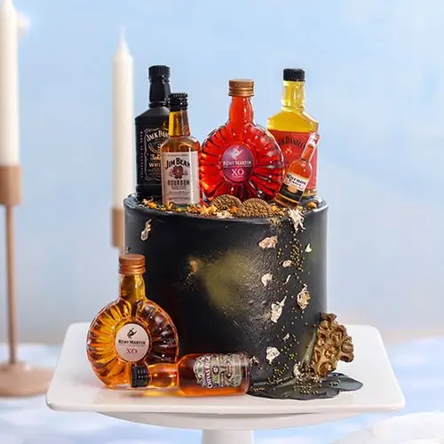 男友爸爸生日蛋糕装饰仿真洋酒酒瓶摆件华子迷你节日装扮用品