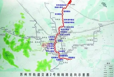 苏州轨道交通2号线路线走向示意图
