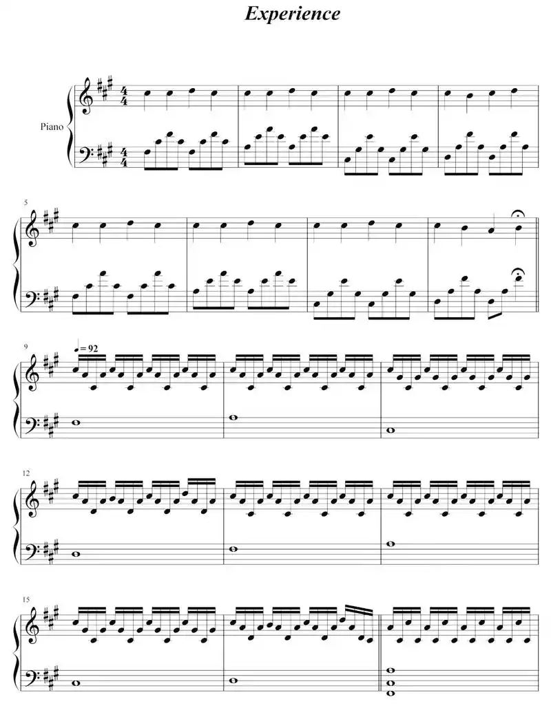 《experience》钢琴谱#音乐分享 #钢琴93 #五线 - 抖音
