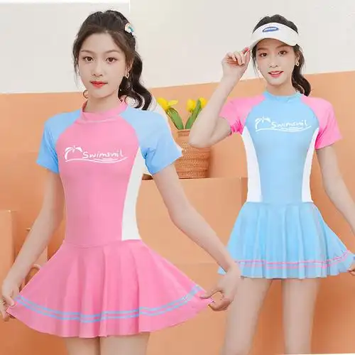 女童泳衣中大童分体泳裤式2022新款女孩专业训练服少女儿童游泳装