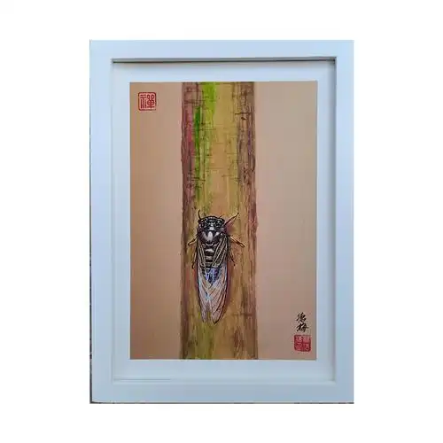 [已装裱]写实禅意限量签名盖章版画《一鸣惊人》适合书房玄关