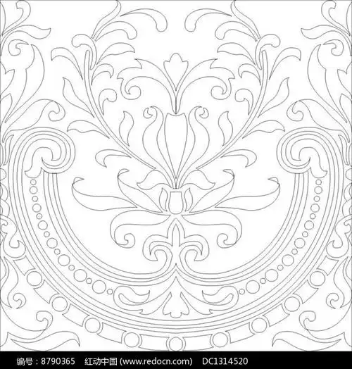 对称花雕刻图案