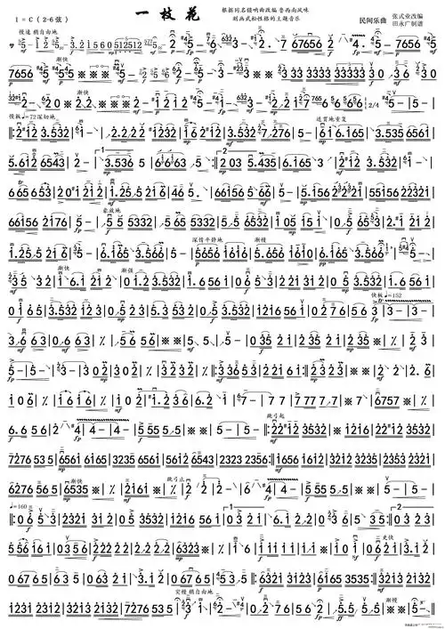 一枝花单页谱高清