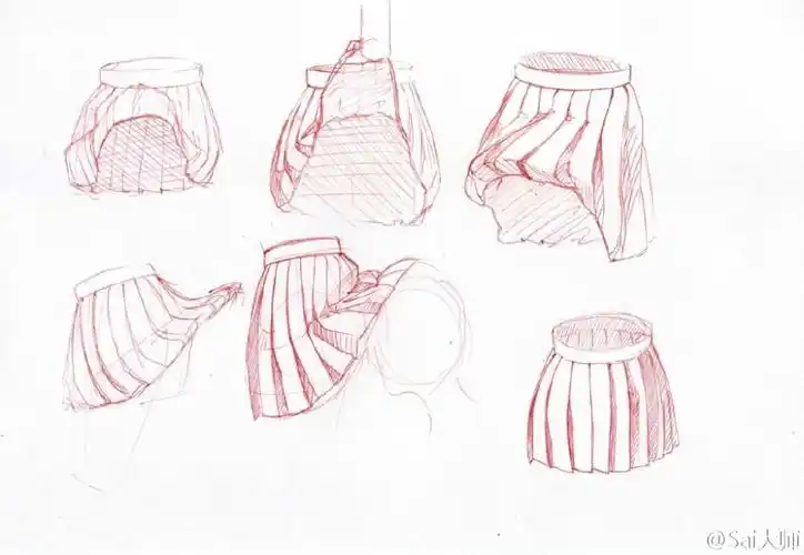 绘画学习jk百褶裙的绘画参考练习褶皱也是不错的哦