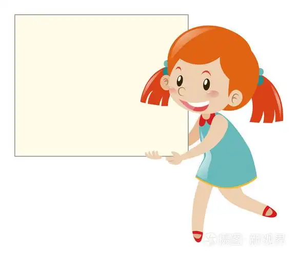 在蓝色举空白牌子的女孩