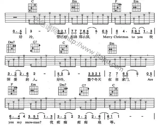雪人 吉他谱右手指法