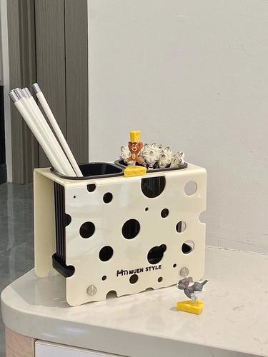 猫和老鼠筷子收纳盒家用高档新款筷子筒壁挂式筷子笼勺子置物架子