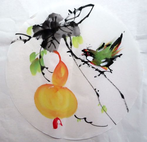 直径厘米特价新品国画字画手绘仿少圆形花鸟画国画